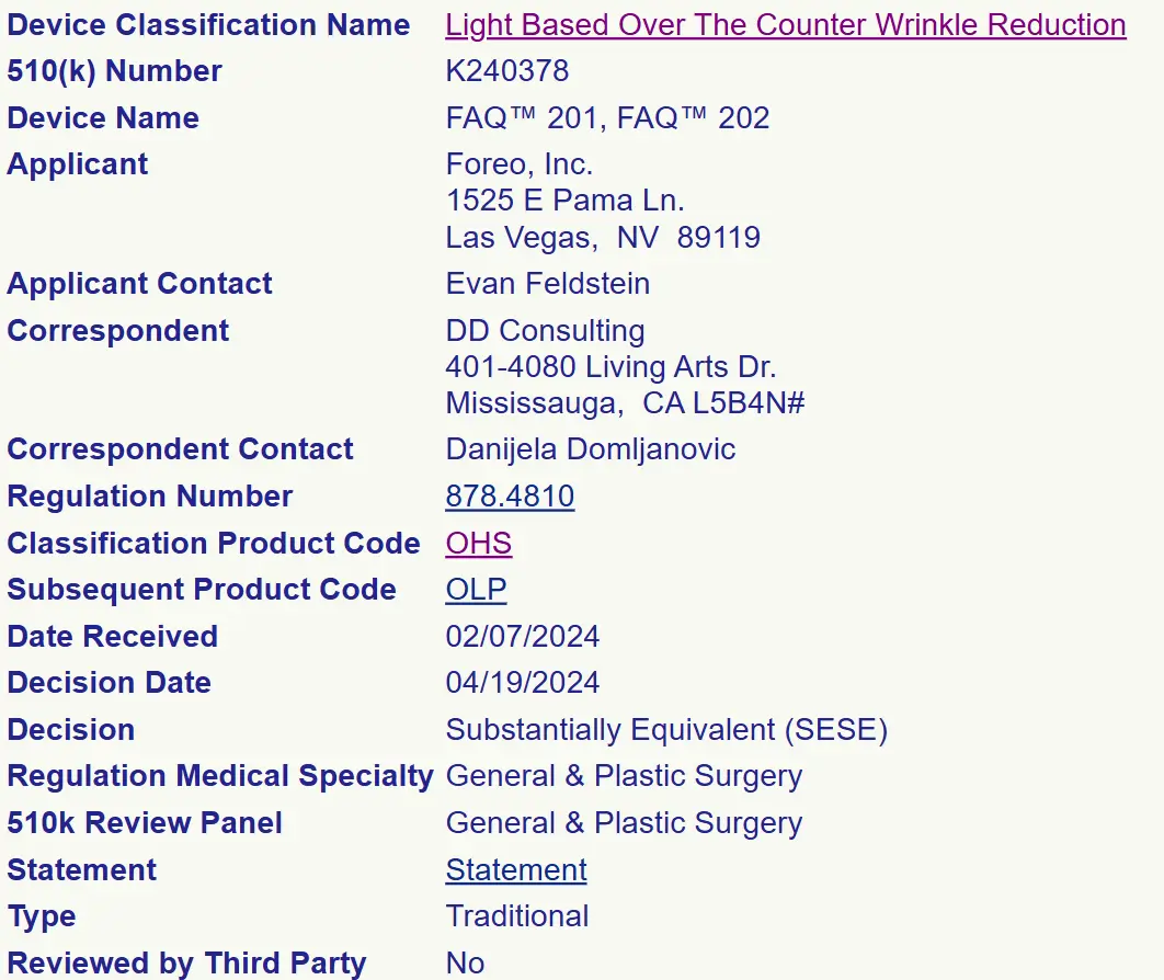 Fda cleared foreo led mask screenshot