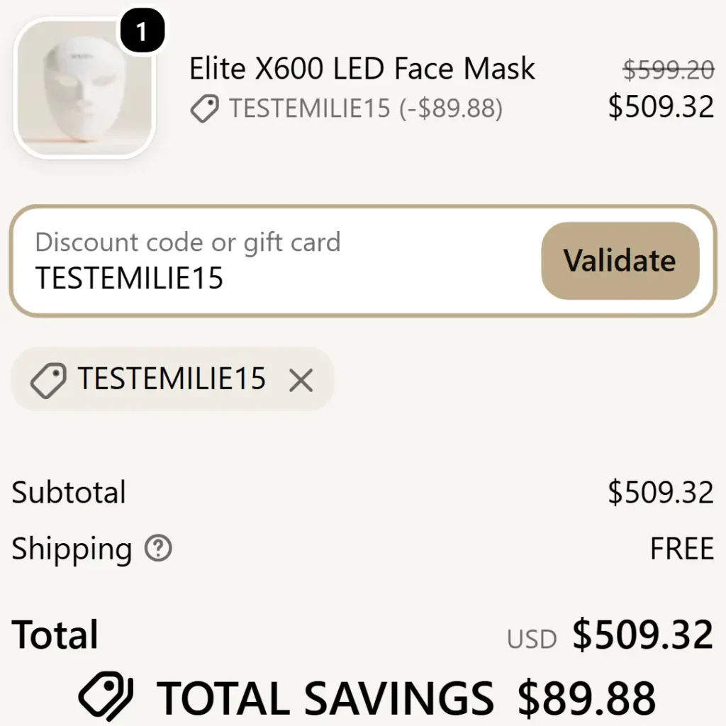 Discount code nooance testemilie15 led mask proof