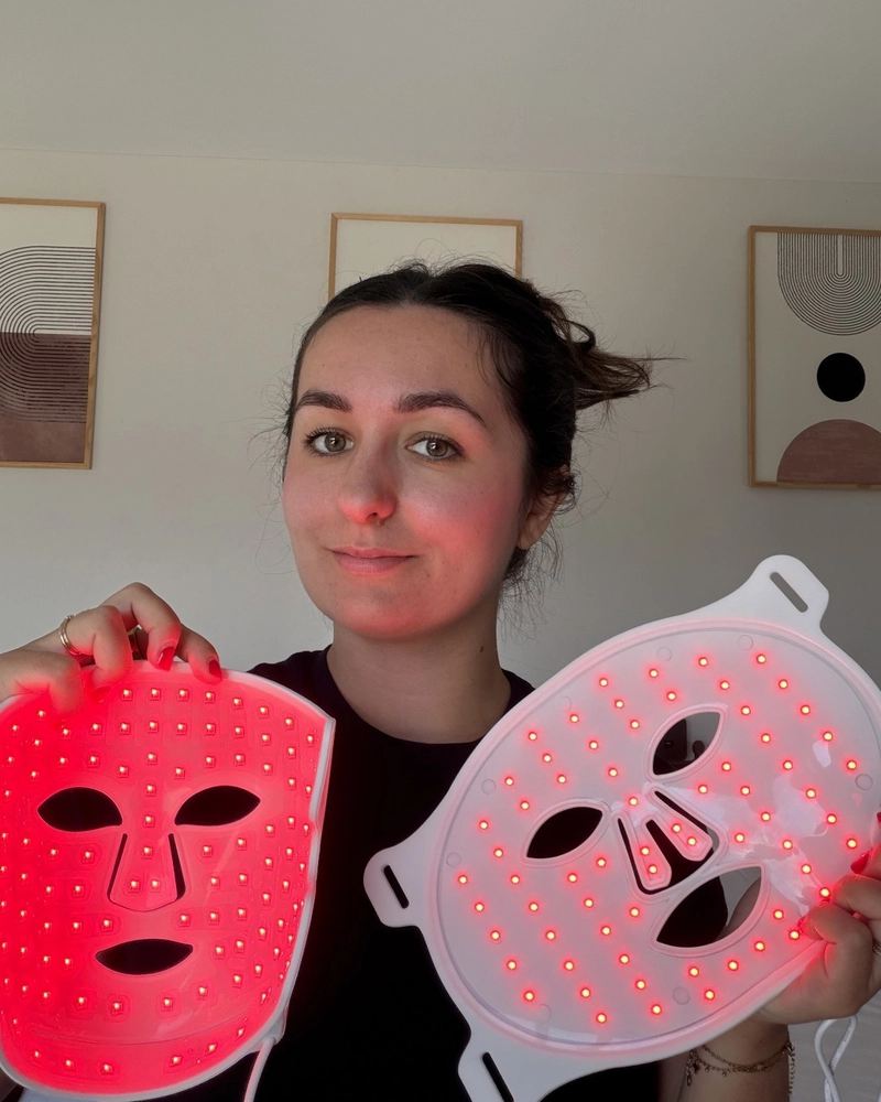 Emilie tests and compares omnilux led masks vs currentbody view mask on