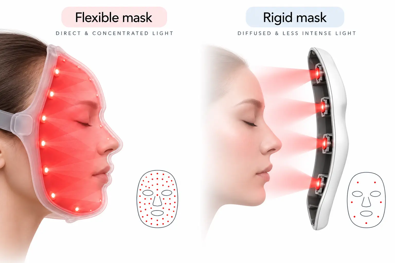 Visual explanatory importance distance skin tablecloth led flexible mask vs rigid