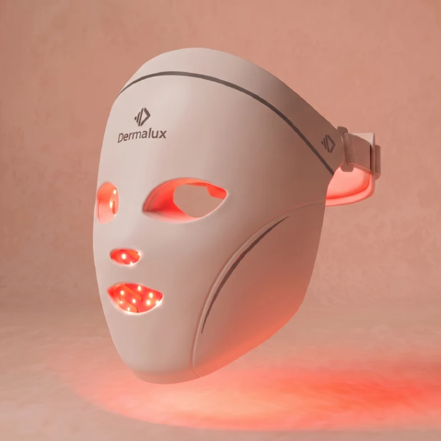 Dermalux LED Face Mask, rigid cream shell with eye, nose and mouth cutouts